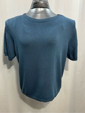 Women's Crewneck Short-Sleeve Sweater in Slate Blue